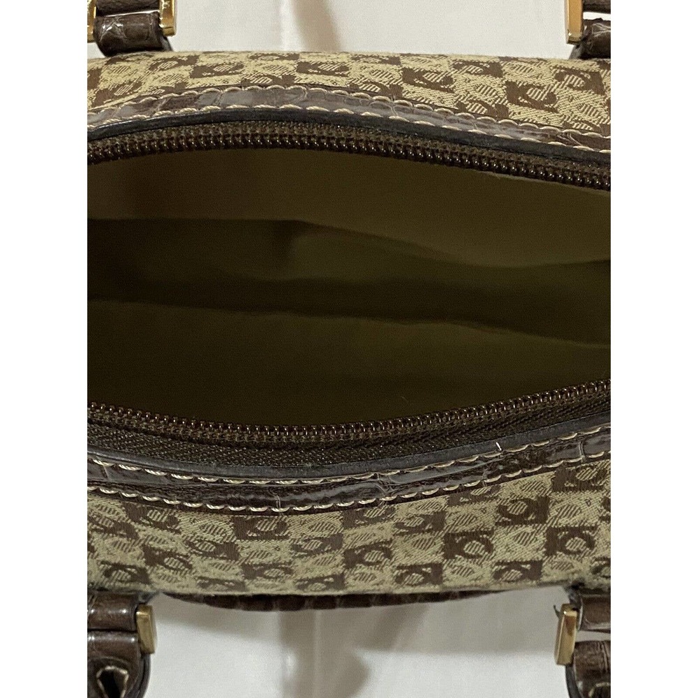 Liz Claiborne Monogram Brown Small Purse, Beige Lining Very G Cond - Picture 8 of 16